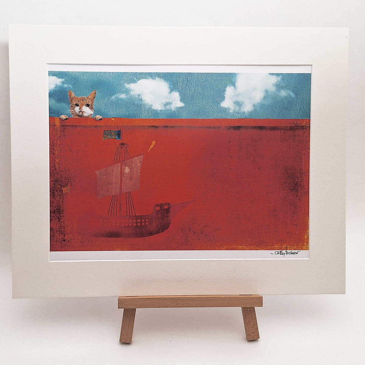 Kunstdruck "Katze auf dem Schiff", groß