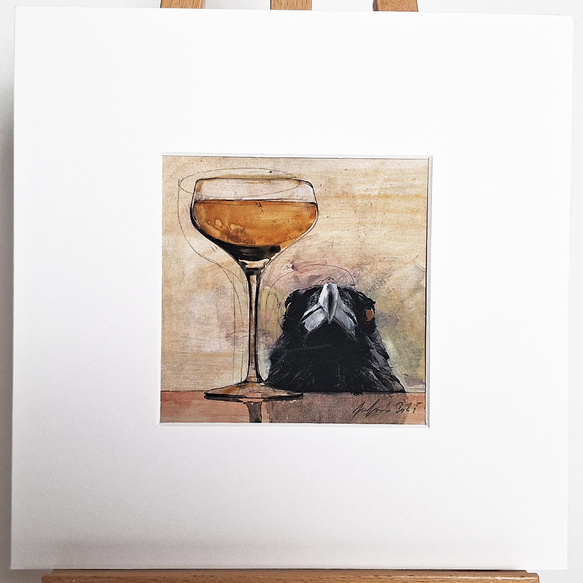 Kunstdruck "Rabe vor Weinglas"