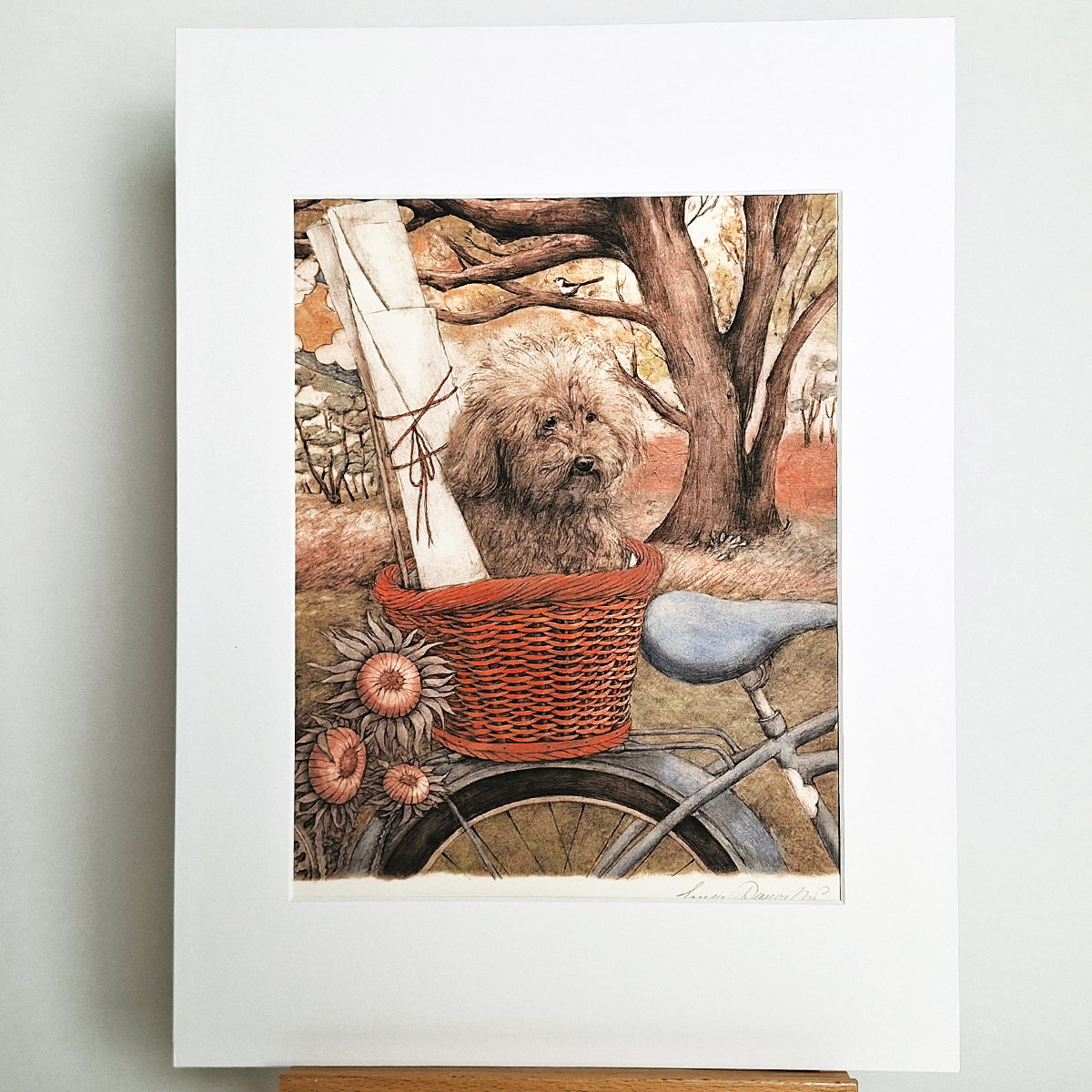 Kunstdruck "Hund am Fahrrad"