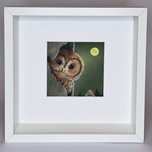 Kunstdruck „Eule“, gerahmt