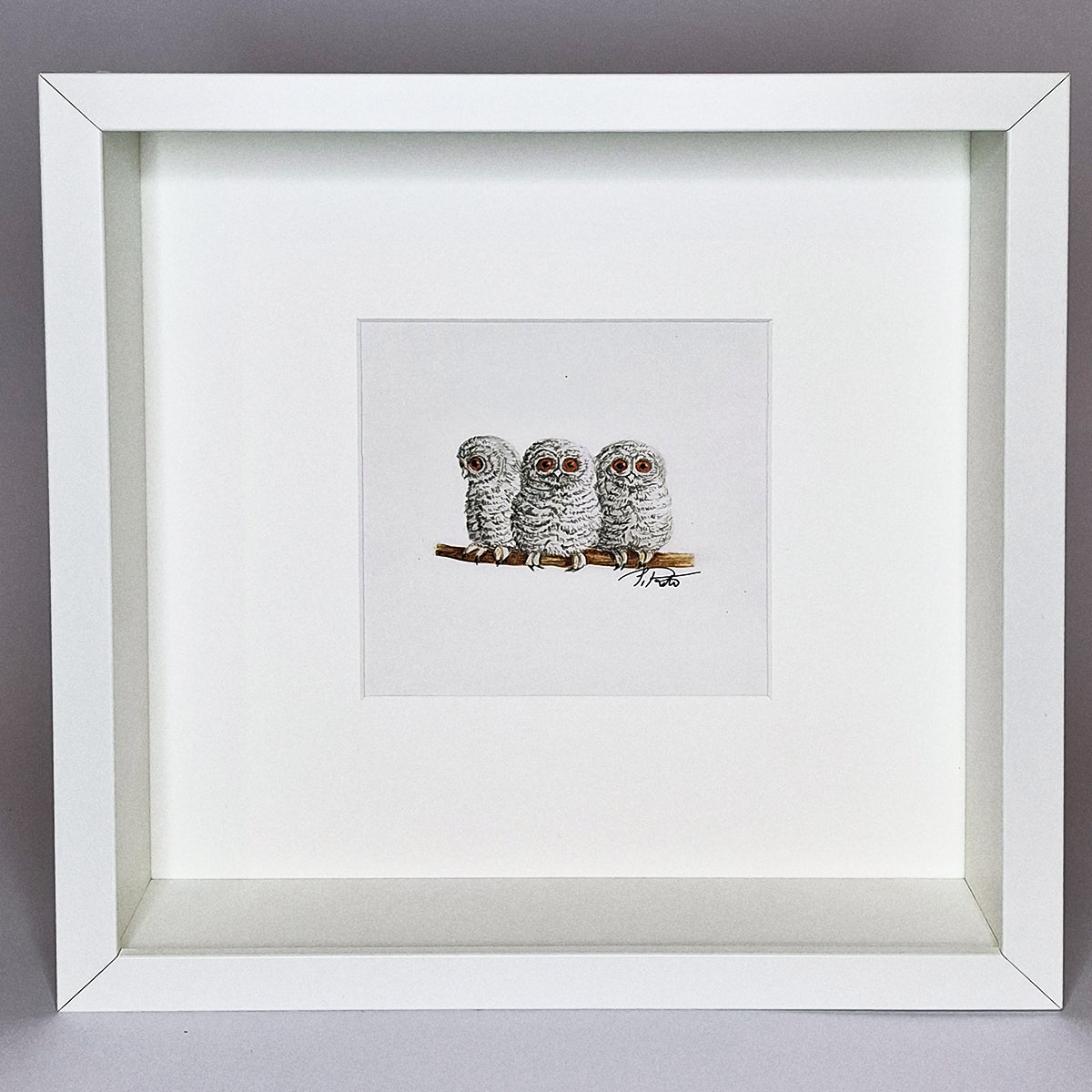 Kunstdruck „Eulenkinder“, gerahmt