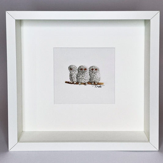 Kunstdruck „Eulenkinder“, gerahmt