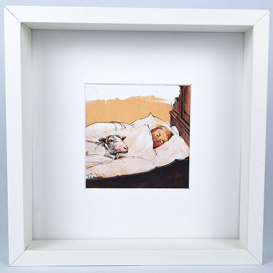 Kunstdruck "Schlaf mit Schaf", gerahmt