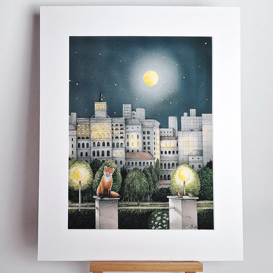 Kunstdruck "Fuchs am Parkrand", groß