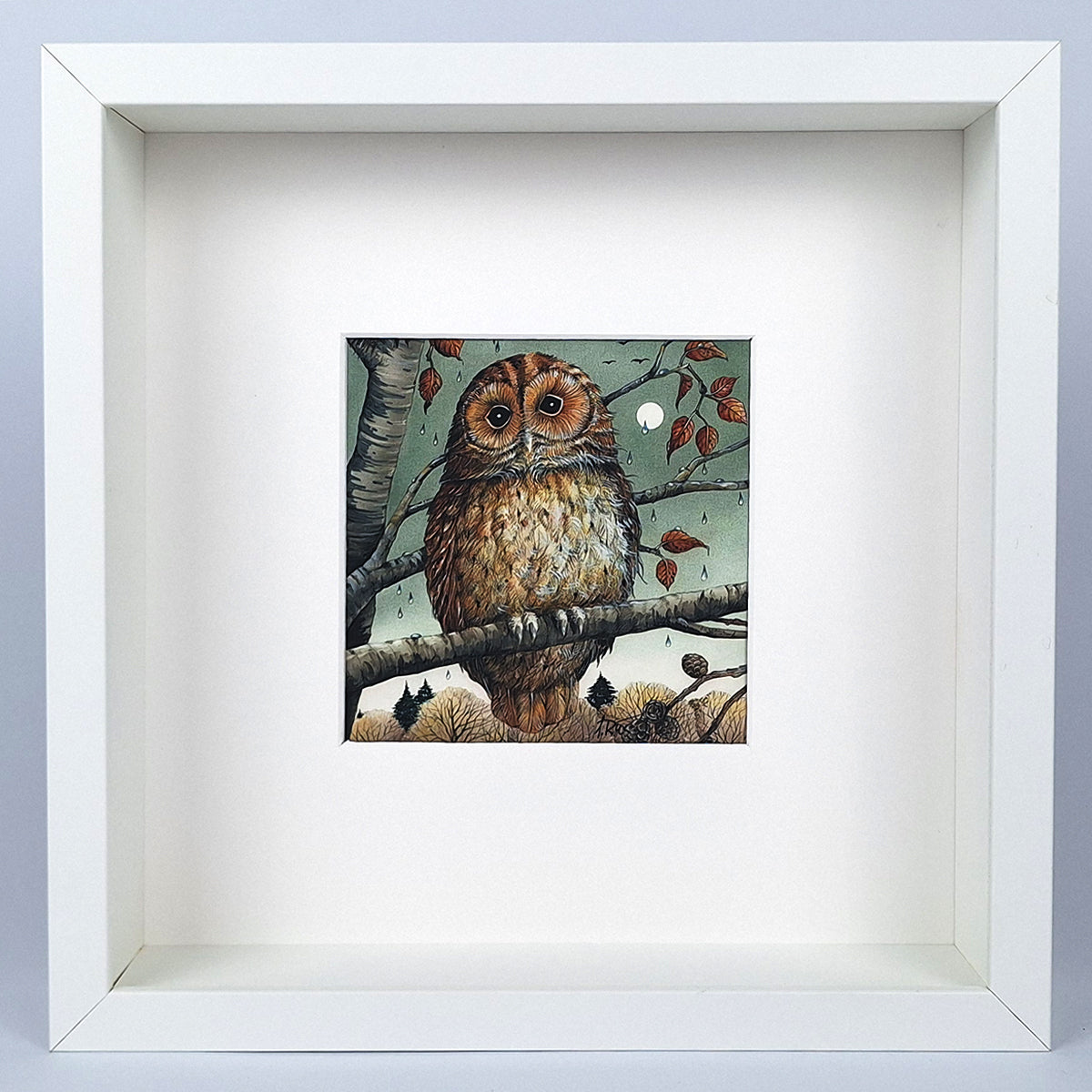 Kunstdruck "Waldohreule", gerahmt