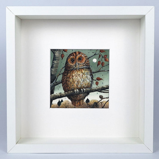 Kunstdruck "Waldohreule", gerahmt
