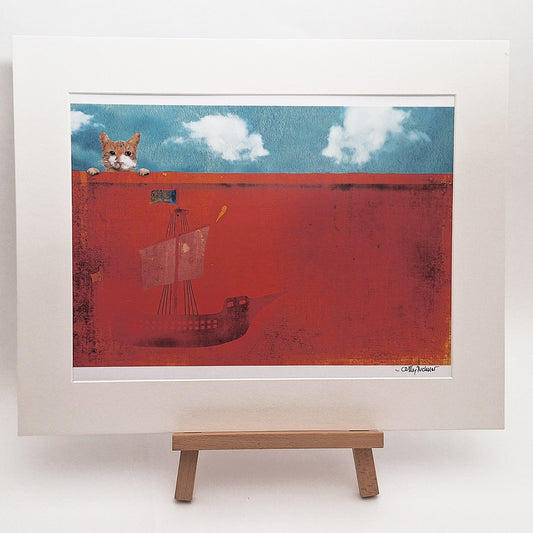 Kunstdruck "Katze auf dem Schiff", groß