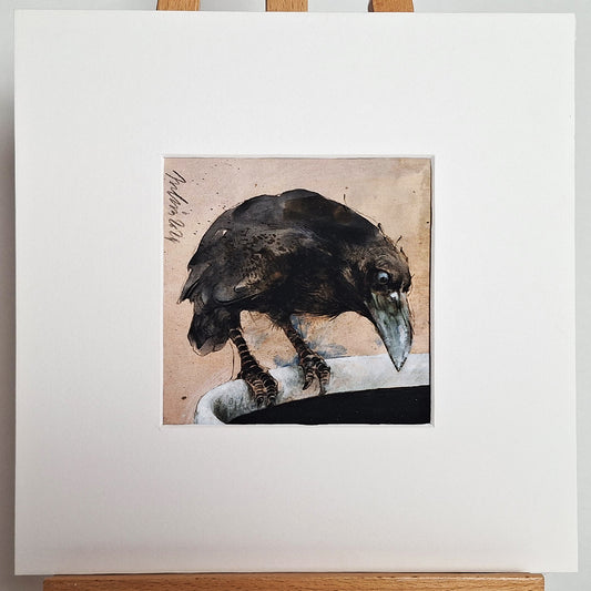 Kunstdruck "Rabe am Tassenrand"