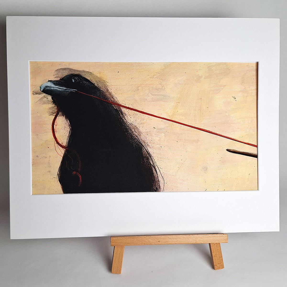 Kunstdruck "Rabe mit Wollfaden", groß
